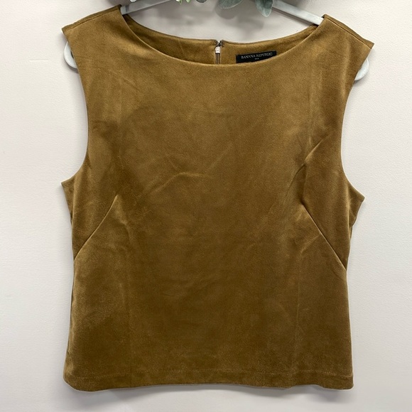 NWT Banana Republic Vegan Suede Knit Top Sleeveless L - Picture 1 of 14